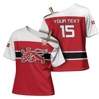 Custom Denmark Ice Hockey 2026 Cross Shoulder Shirt Fight for Glory Red Jersey