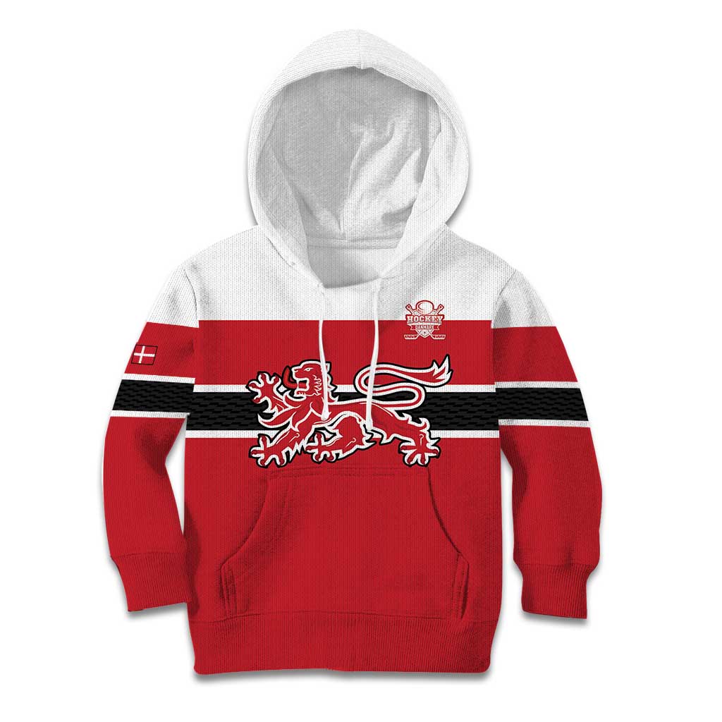 Custom Denmark Ice Hockey 2026 Kid Hoodie Fight for Glory Red Jersey