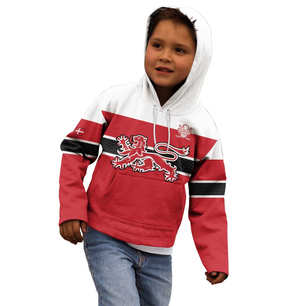 Custom Denmark Ice Hockey 2026 Kid Hoodie Fight for Glory Red Jersey