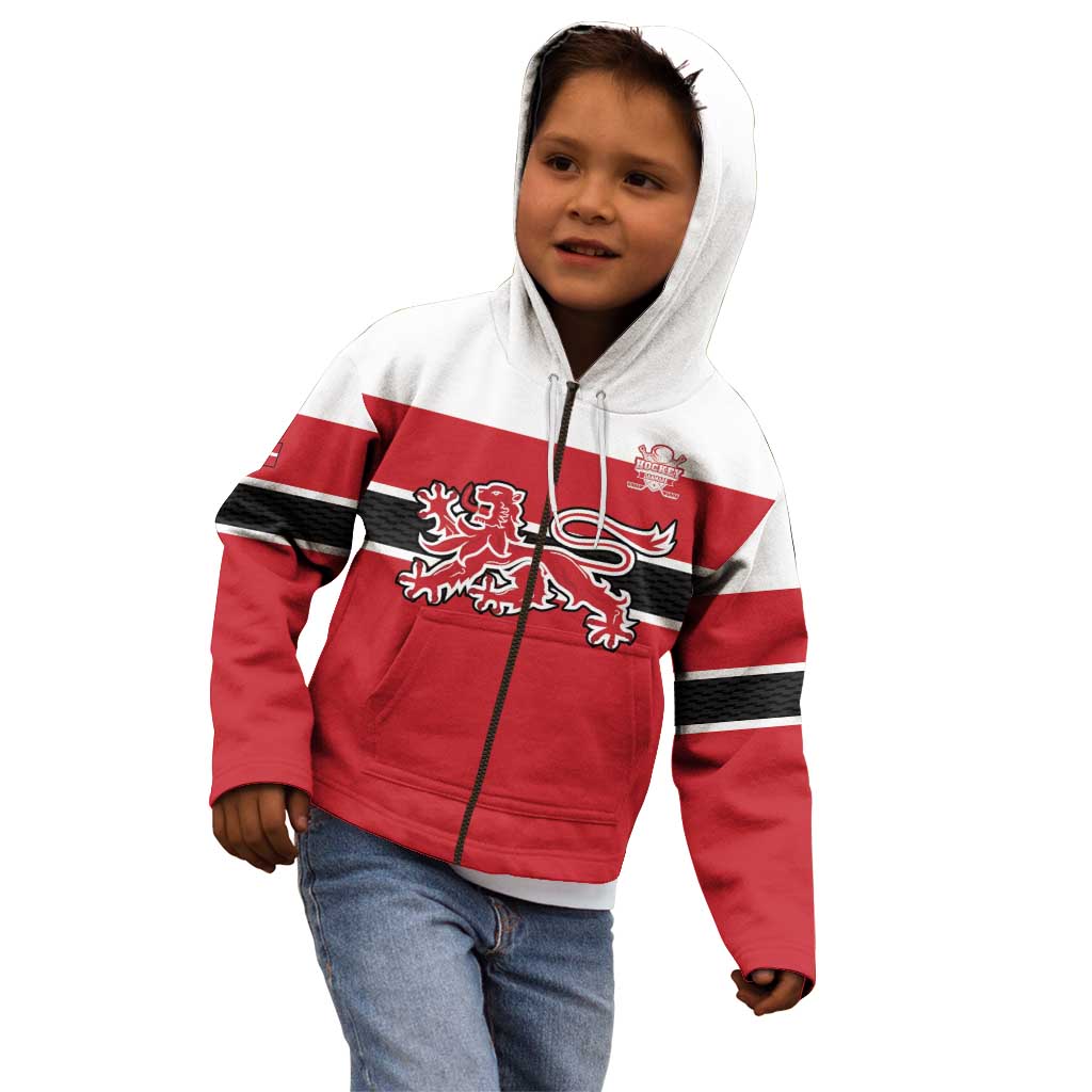 Custom Denmark Ice Hockey 2026 Kid Hoodie Fight for Glory Red Jersey