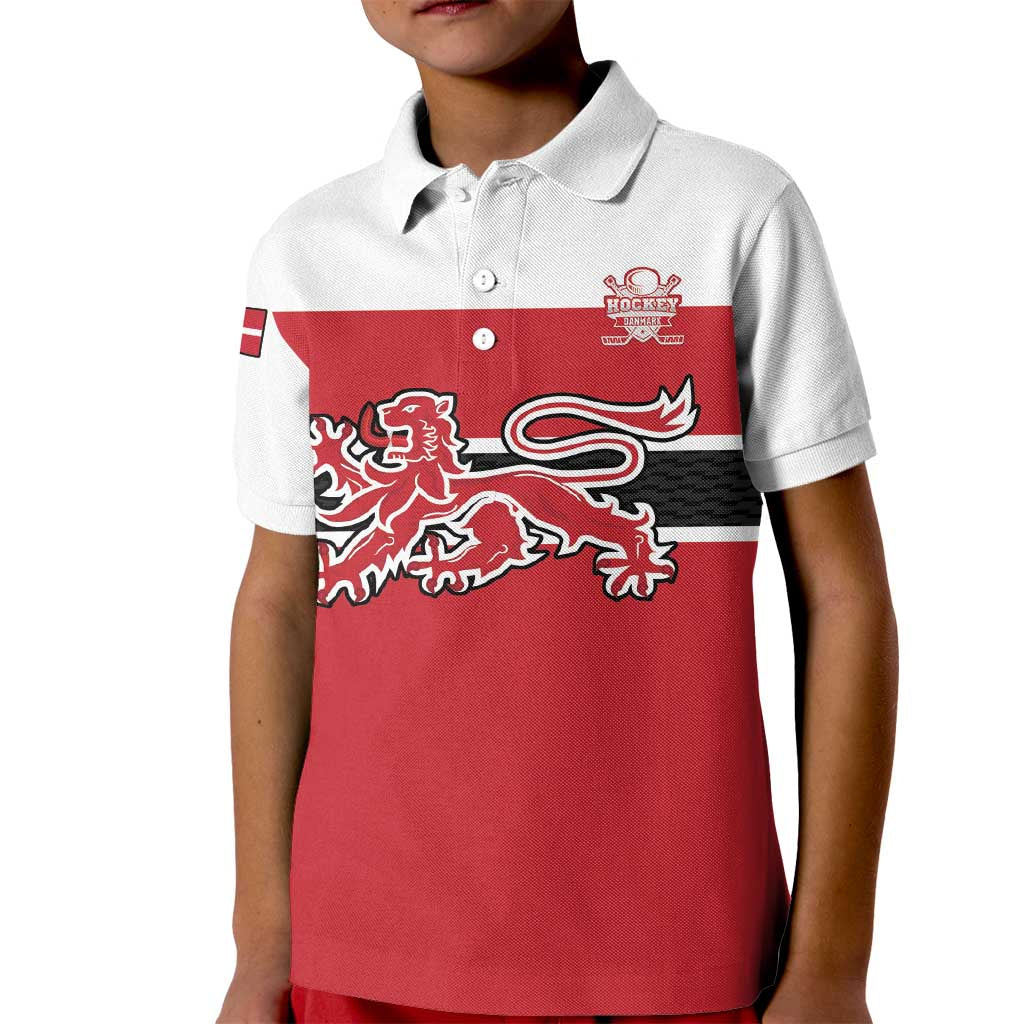 Custom Denmark Ice Hockey 2026 Kid Polo Shirt Fight for Glory Red Jersey