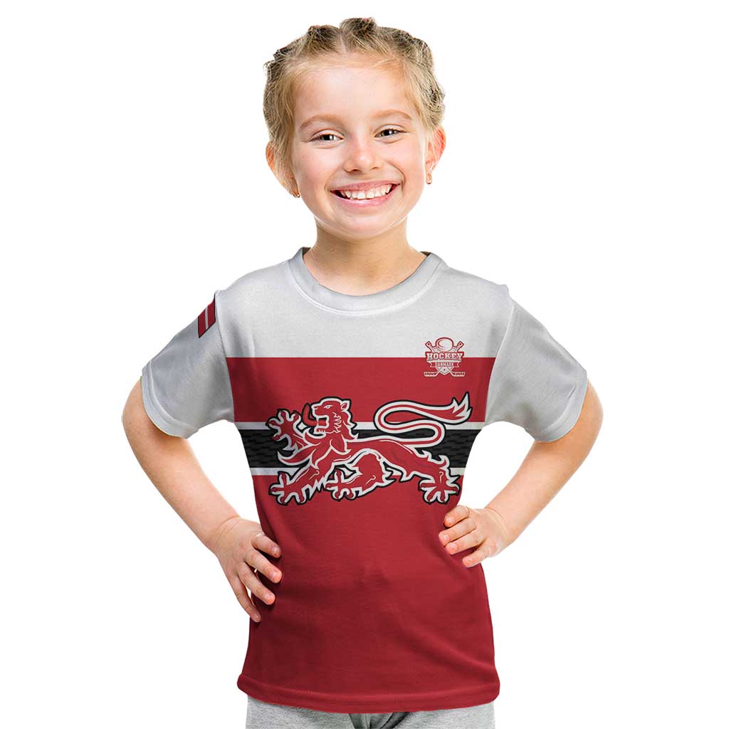 Custom Denmark Ice Hockey 2026 Kid T Shirt Fight for Glory Red Jersey