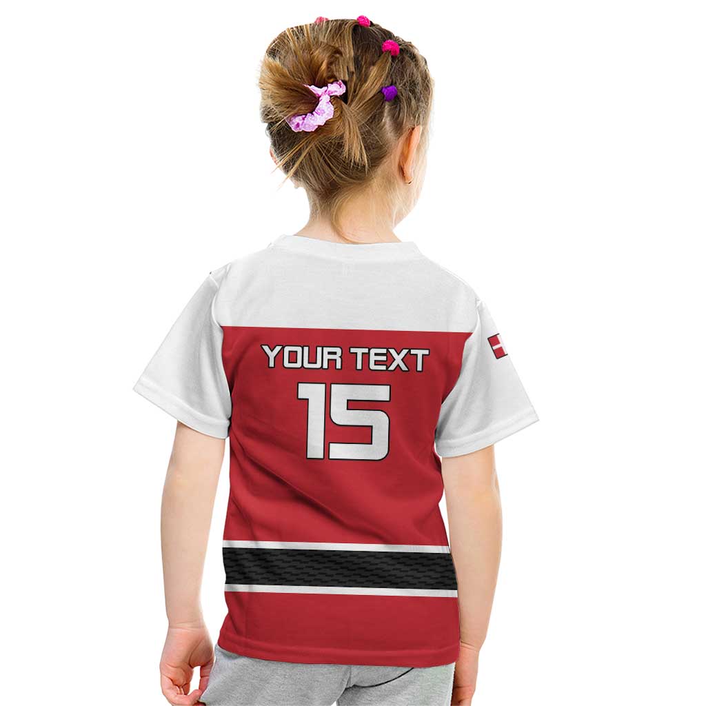 Custom Denmark Ice Hockey 2026 Kid T Shirt Fight for Glory Red Jersey