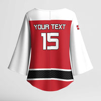 Custom Denmark Ice Hockey 2026 Kimono Sleeve Blouse Fight for Glory Red Jersey