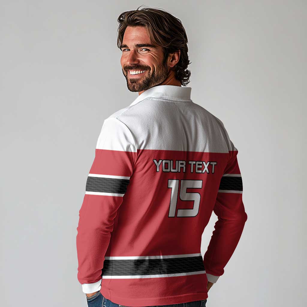 Custom Denmark Ice Hockey 2026 Long Sleeve Polo Shirt Fight for Glory Red Jersey