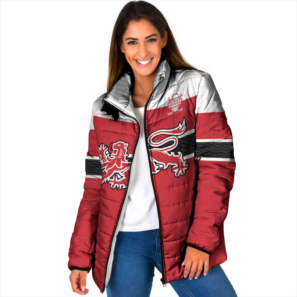 Custom Denmark Ice Hockey 2026 Padded Jacket Fight for Glory Red Jersey