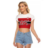 Custom Denmark Ice Hockey 2026 Raglan Cropped T Shirt Fight for Glory Red Jersey