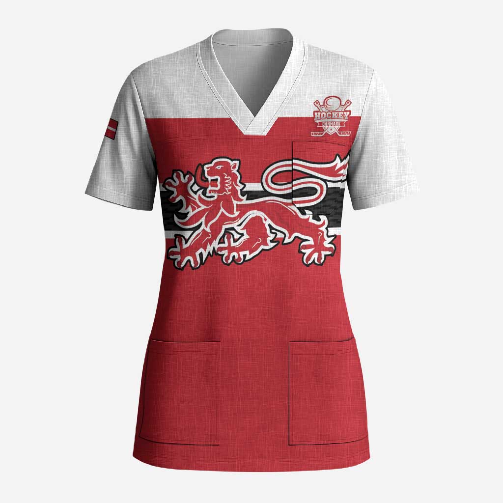 Custom Denmark Ice Hockey 2026 Scrub Top Fight for Glory Red Jersey