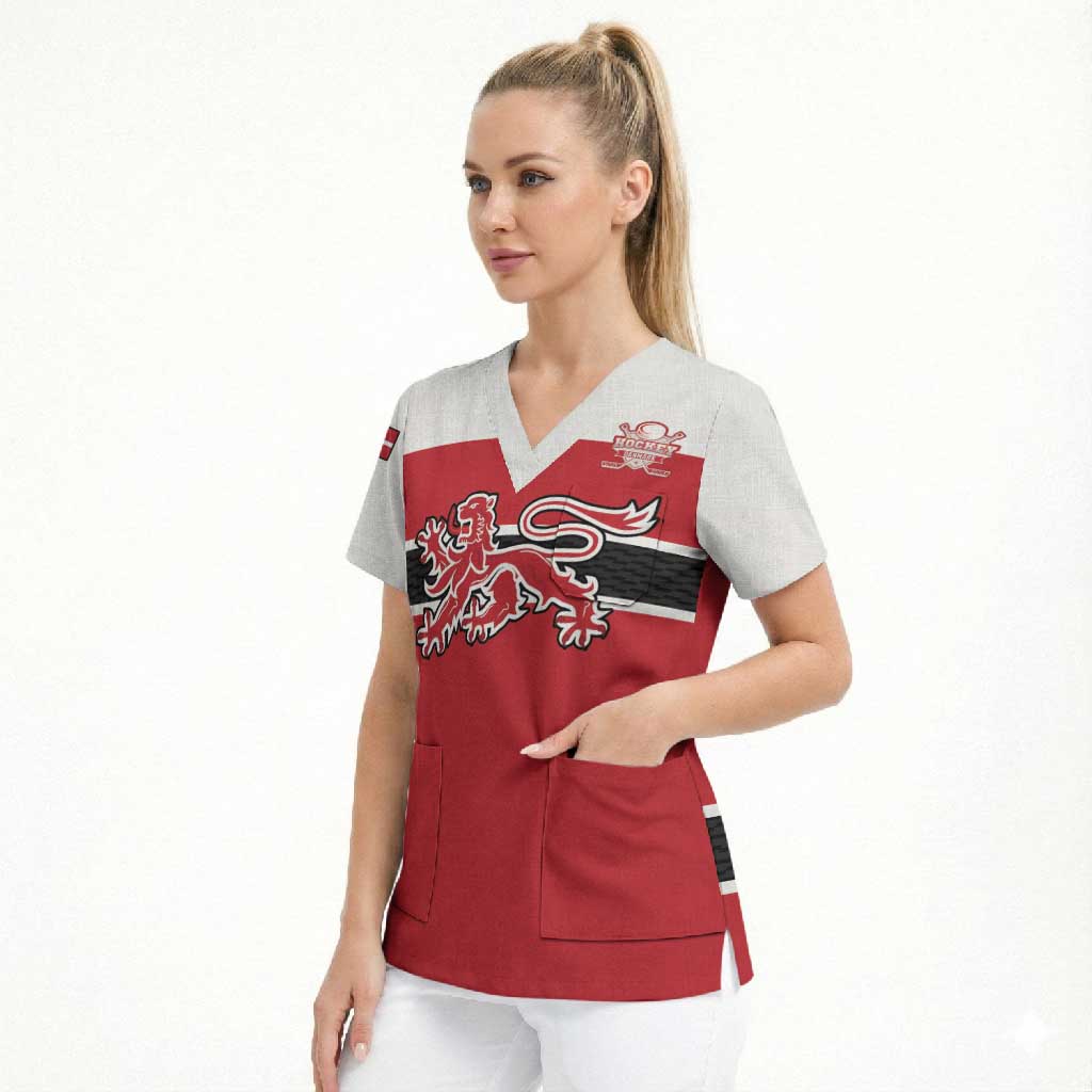 Custom Denmark Ice Hockey 2026 Scrub Top Fight for Glory Red Jersey