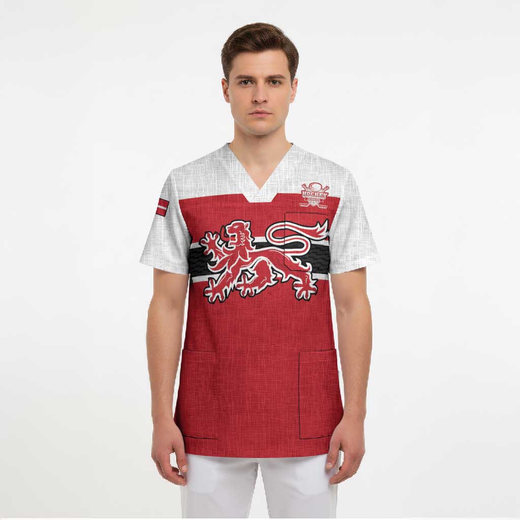 Custom Denmark Ice Hockey 2026 Scrub Top Fight for Glory Red Jersey