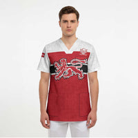Custom Denmark Ice Hockey 2026 Scrub Top Fight for Glory Red Jersey