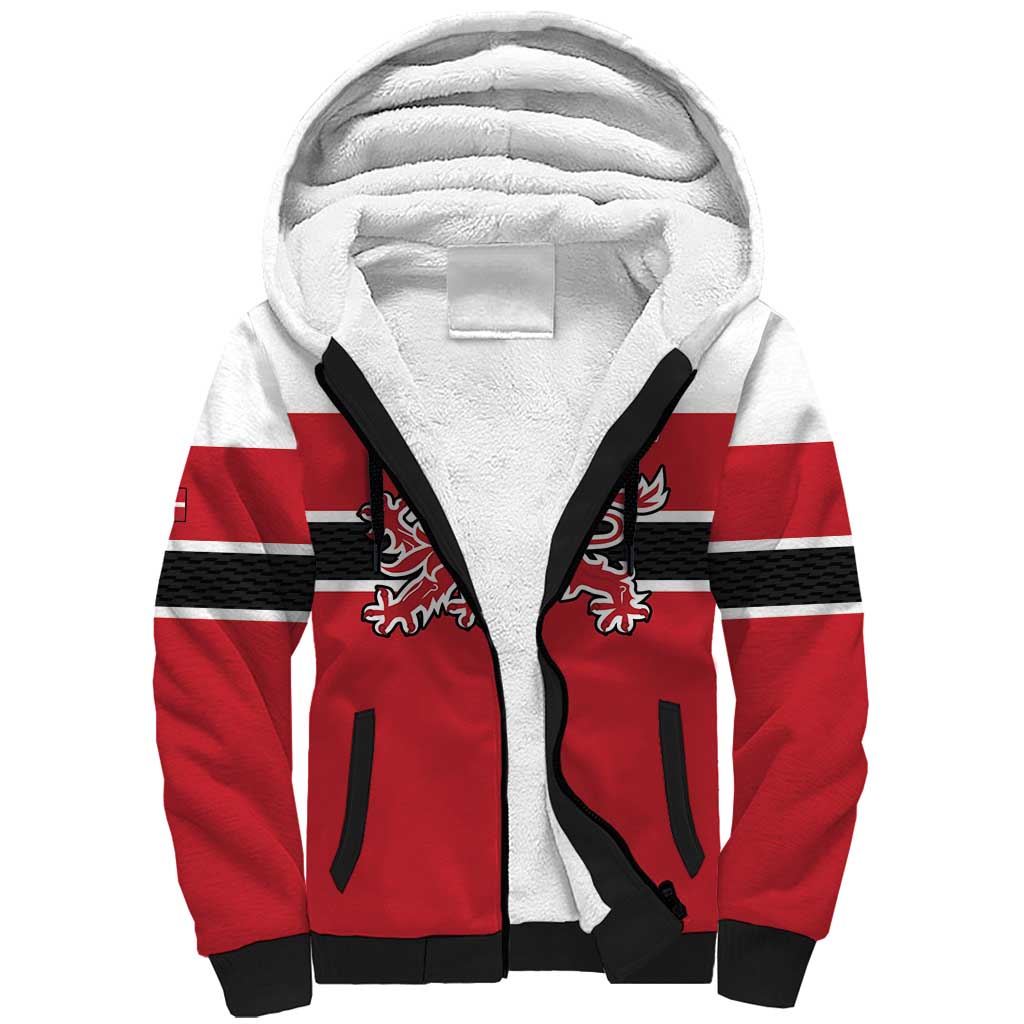 Custom Denmark Ice Hockey 2026 Sherpa Hoodie Fight for Glory Red Jersey