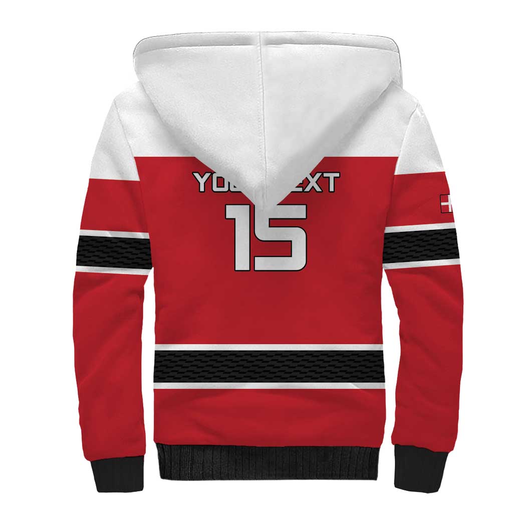 Custom Denmark Ice Hockey 2026 Sherpa Hoodie Fight for Glory Red Jersey