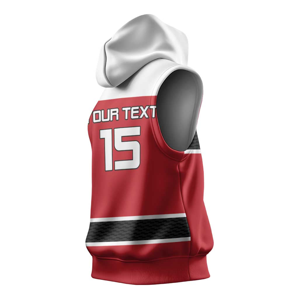 Custom Denmark Ice Hockey 2026 Sleeveless Hoodie Fight for Glory Red Jersey