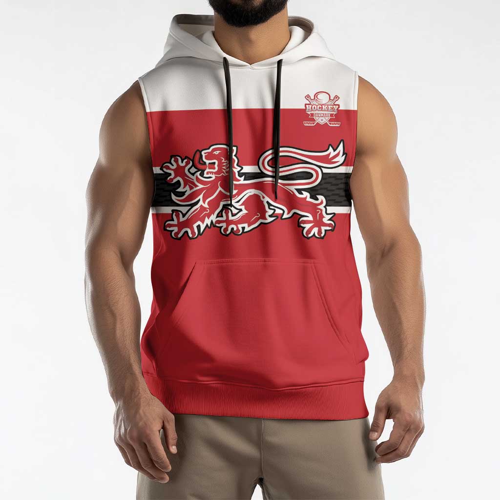 Custom Denmark Ice Hockey 2026 Sleeveless Hoodie Fight for Glory Red Jersey