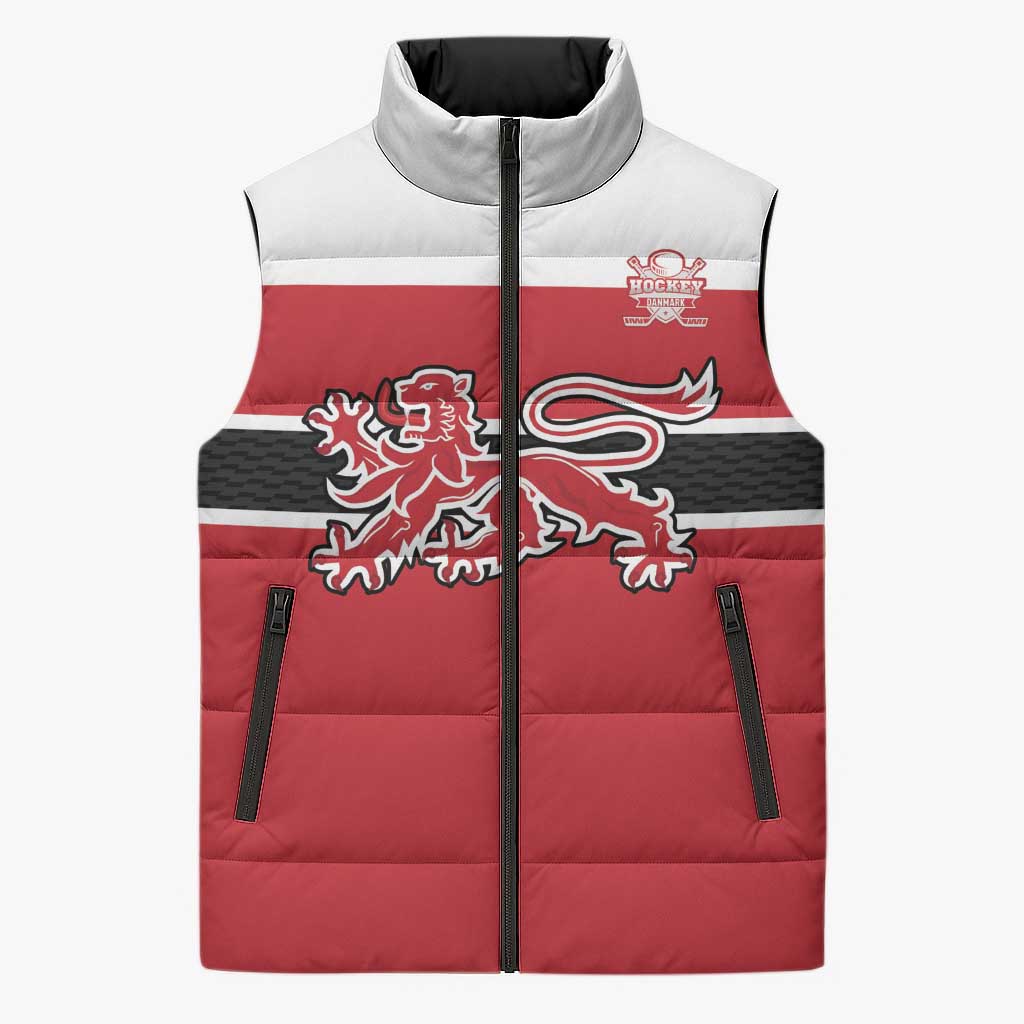 Custom Denmark Ice Hockey 2026 Sleeveless Puffer Jacket Fight for Glory Red Jersey