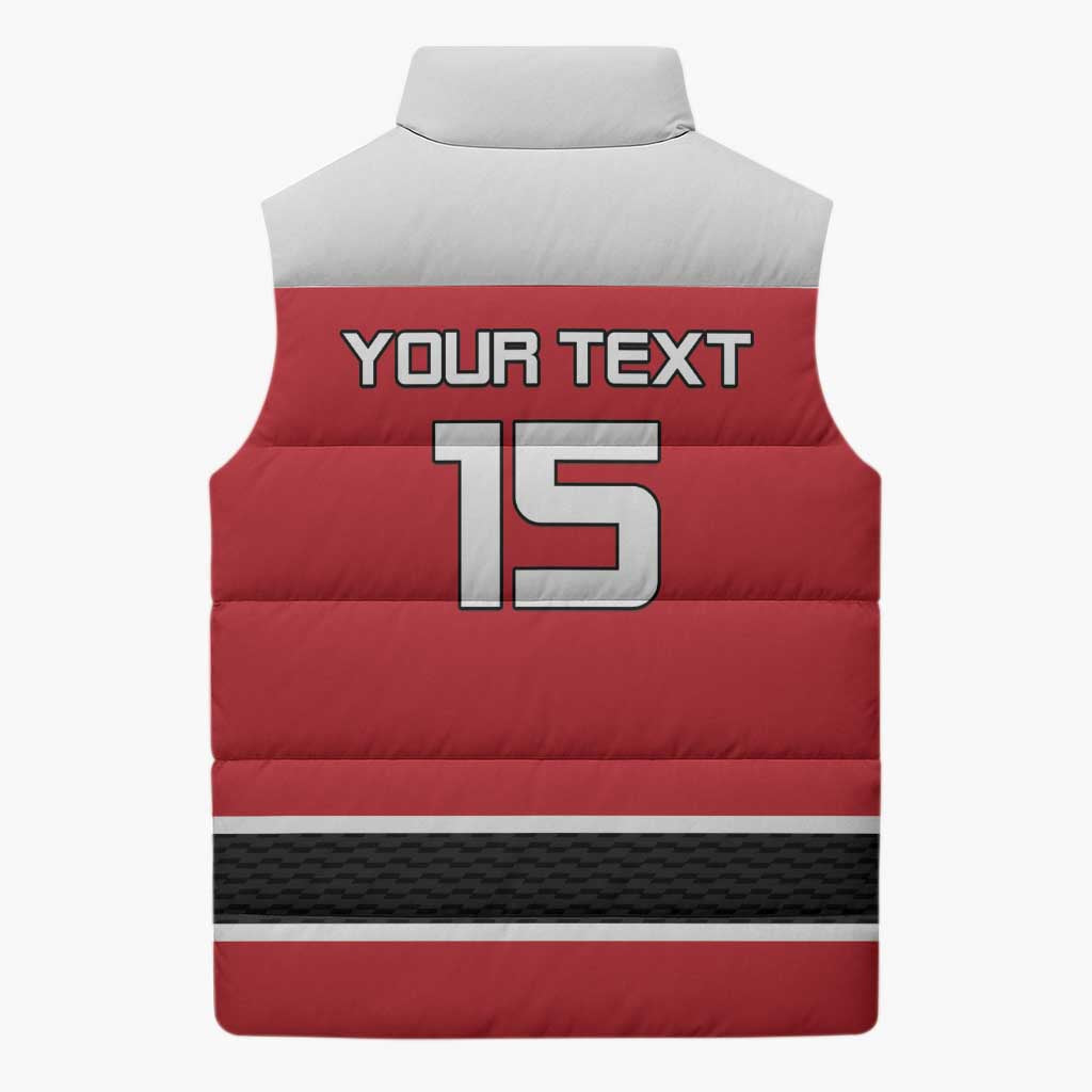 Custom Denmark Ice Hockey 2026 Sleeveless Puffer Jacket Fight for Glory Red Jersey