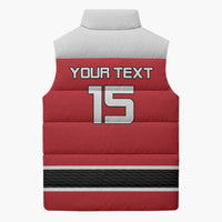 Custom Denmark Ice Hockey 2026 Sleeveless Puffer Jacket Fight for Glory Red Jersey