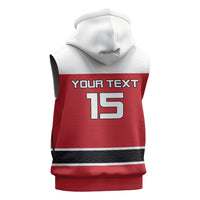 Custom Denmark Ice Hockey 2026 Sleeveless Zip Hoodie Fight for Glory Red Jersey