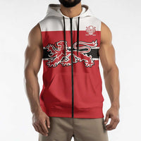 Custom Denmark Ice Hockey 2026 Sleeveless Zip Hoodie Fight for Glory Red Jersey
