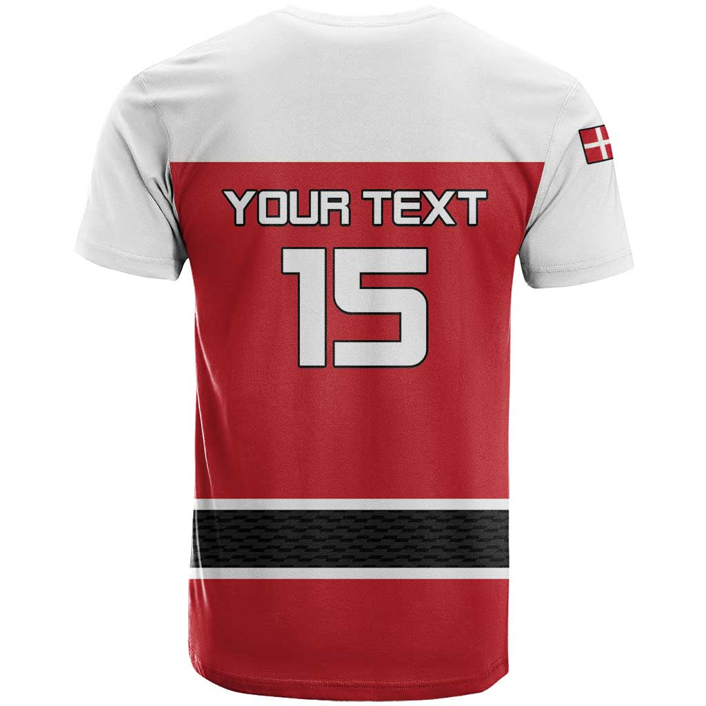 Custom Denmark Ice Hockey 2026 T Shirt Fight for Glory Red Jersey