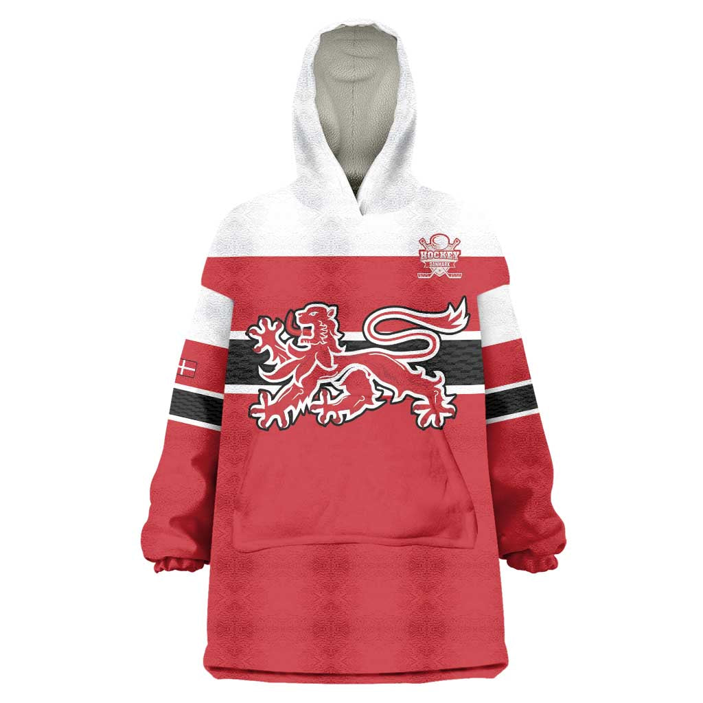 Custom Denmark Ice Hockey 2026 Wearable Blanket Hoodie Fight for Glory Red Jersey