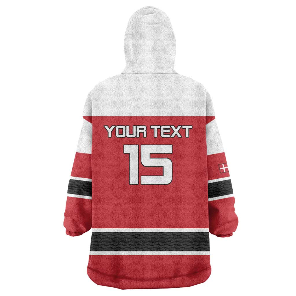 Custom Denmark Ice Hockey 2026 Wearable Blanket Hoodie Fight for Glory Red Jersey