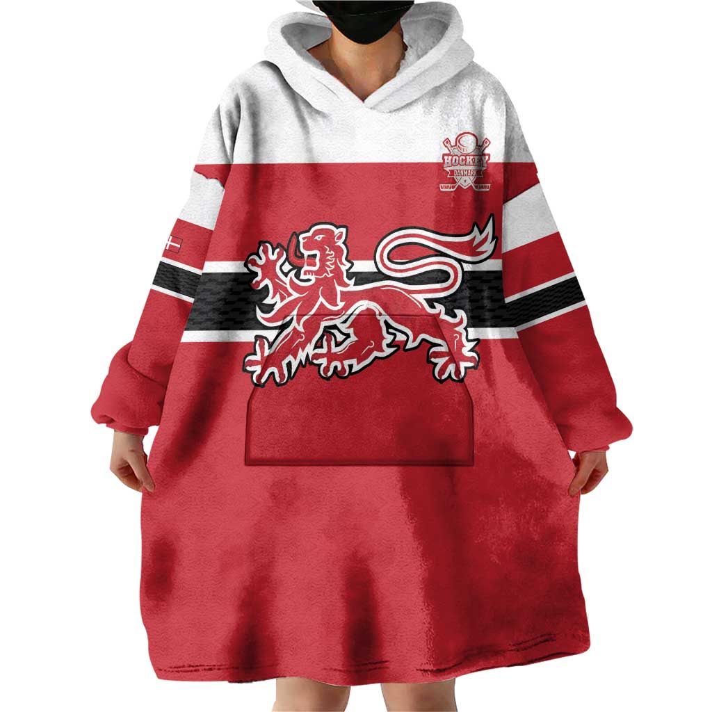 Custom Denmark Ice Hockey 2026 Wearable Blanket Hoodie Fight for Glory Red Jersey
