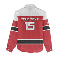 Custom Denmark Ice Hockey 2026 Women Casual Shirt Fight for Glory Red Jersey