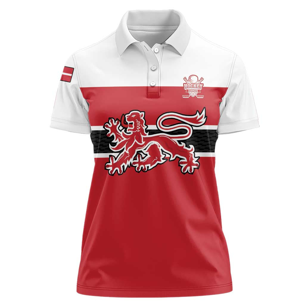 Custom Denmark Ice Hockey 2026 Women Polo Shirt Fight for Glory Red Jersey