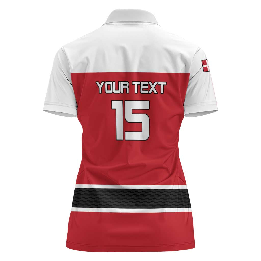 Custom Denmark Ice Hockey 2026 Women Polo Shirt Fight for Glory Red Jersey