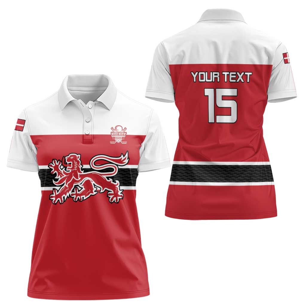 Custom Denmark Ice Hockey 2026 Women Polo Shirt Fight for Glory Red Jersey