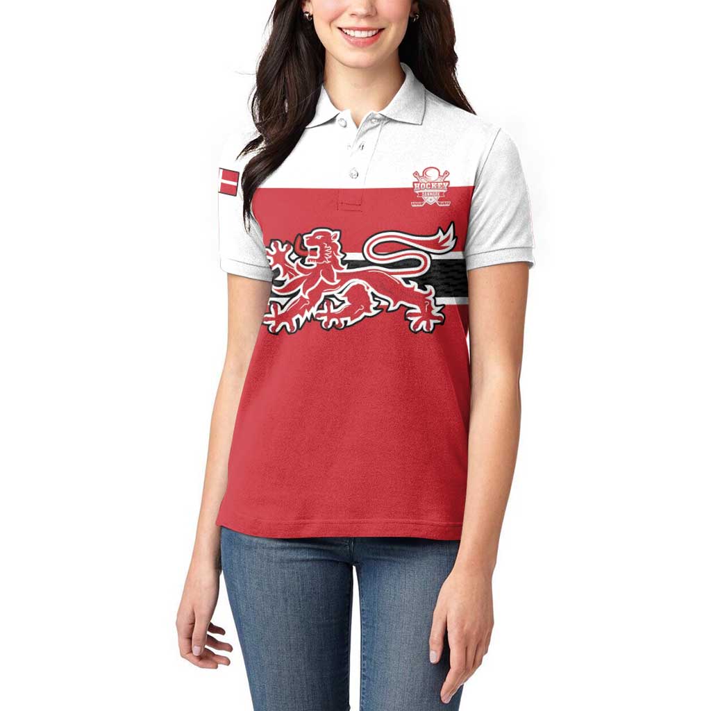 Custom Denmark Ice Hockey 2026 Women Polo Shirt Fight for Glory Red Jersey