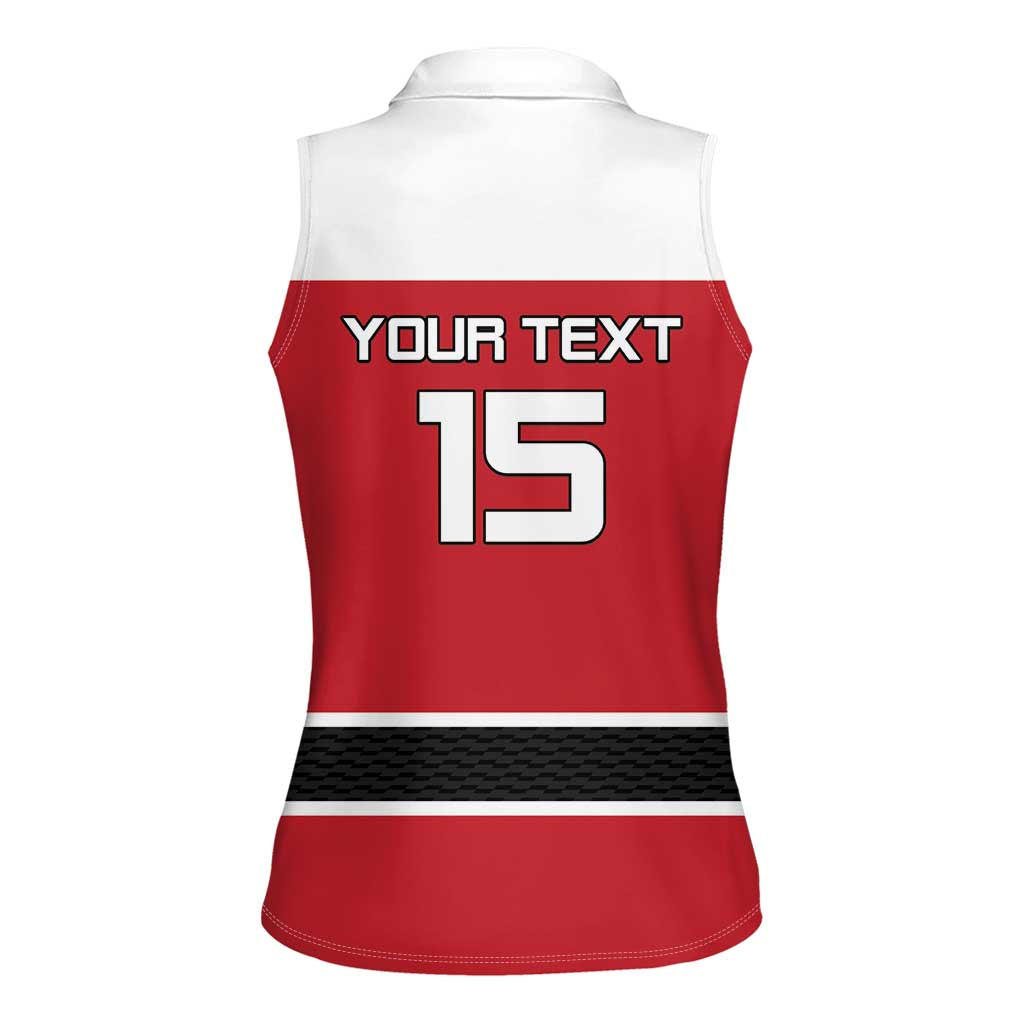 Custom Denmark Ice Hockey 2026 Women Sleeveless Polo Shirt Fight for Glory Red Jersey