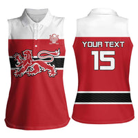 Custom Denmark Ice Hockey 2026 Women Sleeveless Polo Shirt Fight for Glory Red Jersey