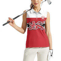 Custom Denmark Ice Hockey 2026 Women Sleeveless Polo Shirt Fight for Glory Red Jersey