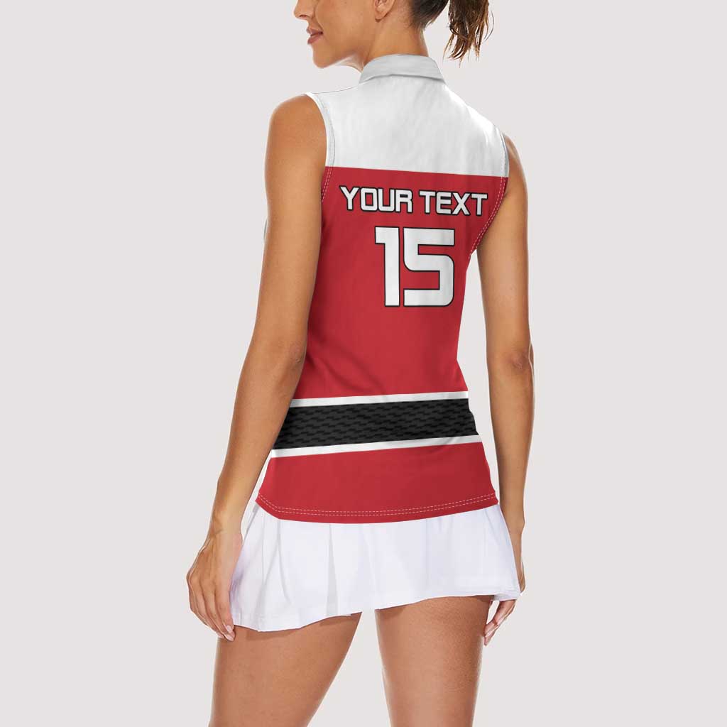 Custom Denmark Ice Hockey 2026 Women Sleeveless Polo Shirt Fight for Glory Red Jersey