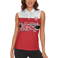 Custom Denmark Ice Hockey 2026 Women Sleeveless Polo Shirt Fight for Glory Red Jersey