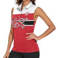Custom Denmark Ice Hockey 2026 Women Sleeveless Polo Shirt Fight for Glory Red Jersey