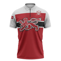 Custom Denmark Ice Hockey 2026 Zipper Polo Shirt Fight for Glory Red Jersey