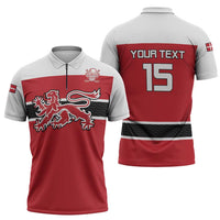 Custom Denmark Ice Hockey 2026 Zipper Polo Shirt Fight for Glory Red Jersey