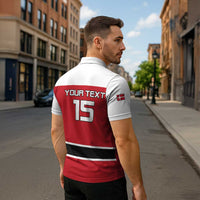 Custom Denmark Ice Hockey 2026 Zipper Polo Shirt Fight for Glory Red Jersey