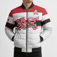 Custom Denmark Ice Hockey 2026 Bomber Puffer Jacket Fight for Glory White Jersey