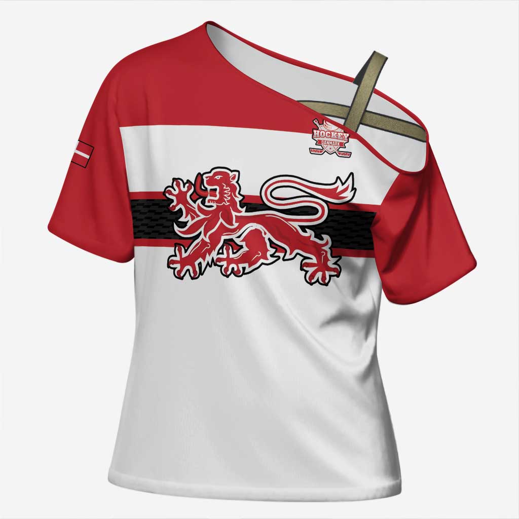 Custom Denmark Ice Hockey 2026 Cross Shoulder Shirt Fight for Glory White Jersey