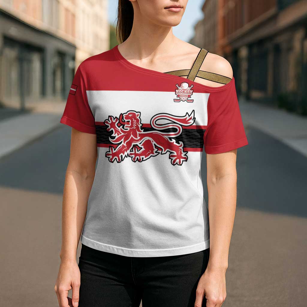 Custom Denmark Ice Hockey 2026 Cross Shoulder Shirt Fight for Glory White Jersey