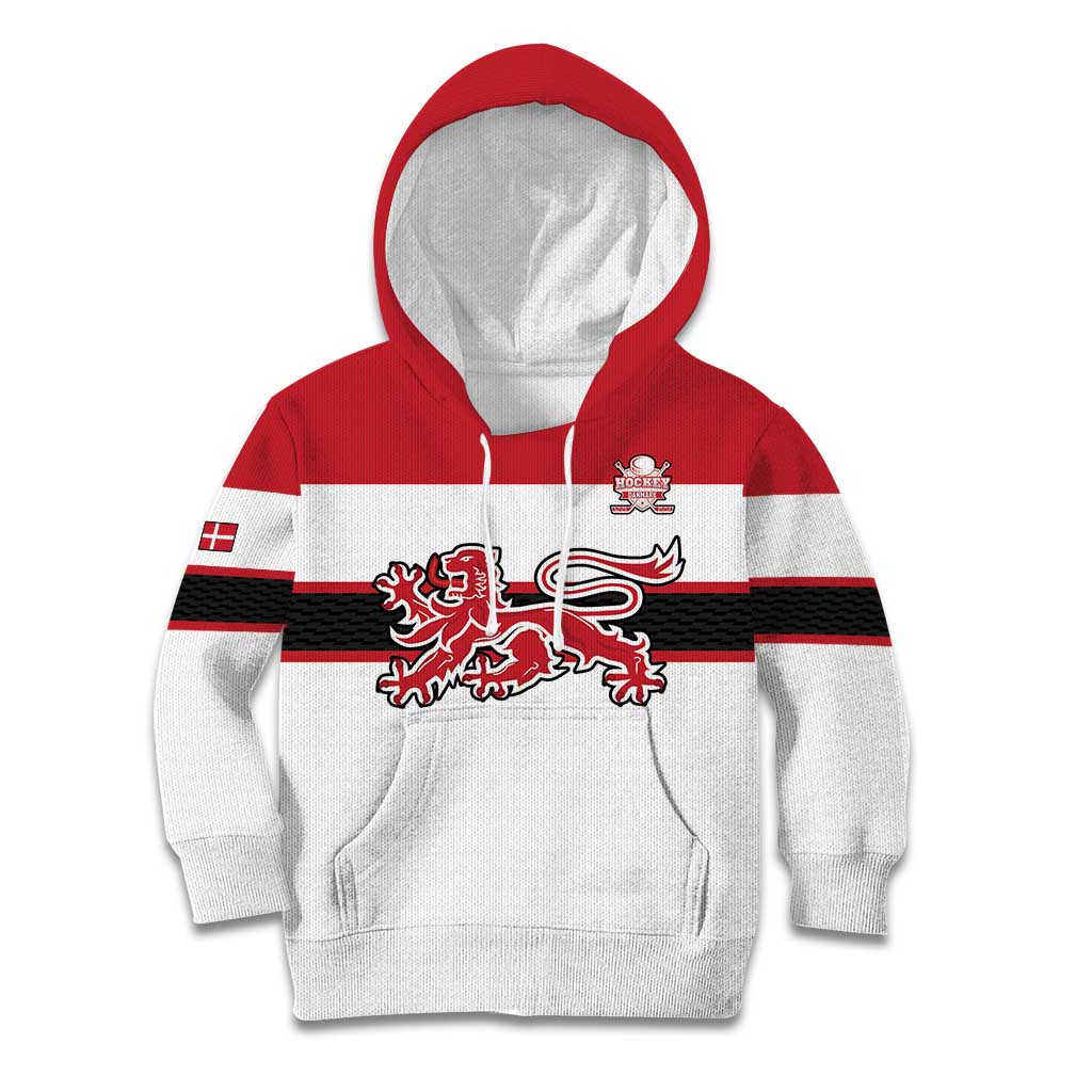 Custom Denmark Ice Hockey 2026 Kid Hoodie Fight for Glory White Jersey