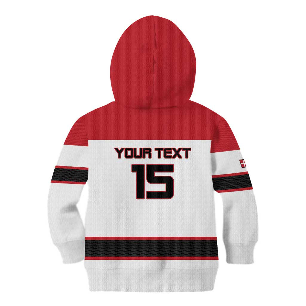 Custom Denmark Ice Hockey 2026 Kid Hoodie Fight for Glory White Jersey
