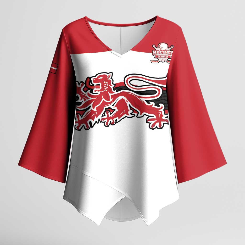 Custom Denmark Ice Hockey 2026 Kimono Sleeve Blouse Fight for Glory White Jersey