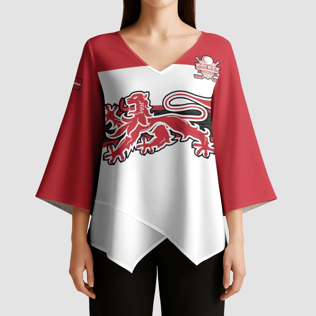 Custom Denmark Ice Hockey 2026 Kimono Sleeve Blouse Fight for Glory White Jersey