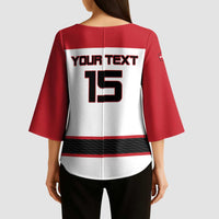 Custom Denmark Ice Hockey 2026 Kimono Sleeve Blouse Fight for Glory White Jersey